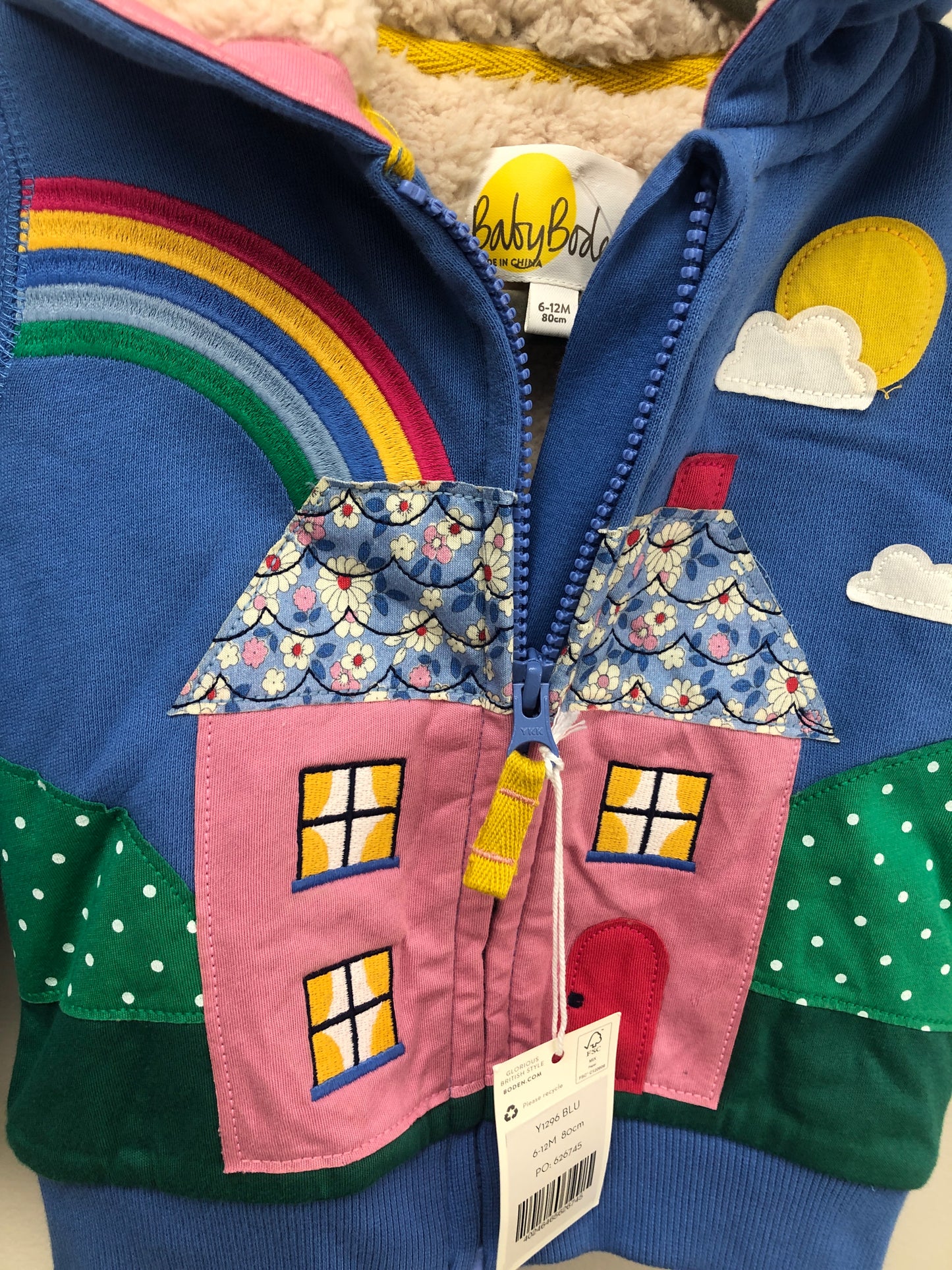 6-12 Months Baby Boden blue house Sweatshirt