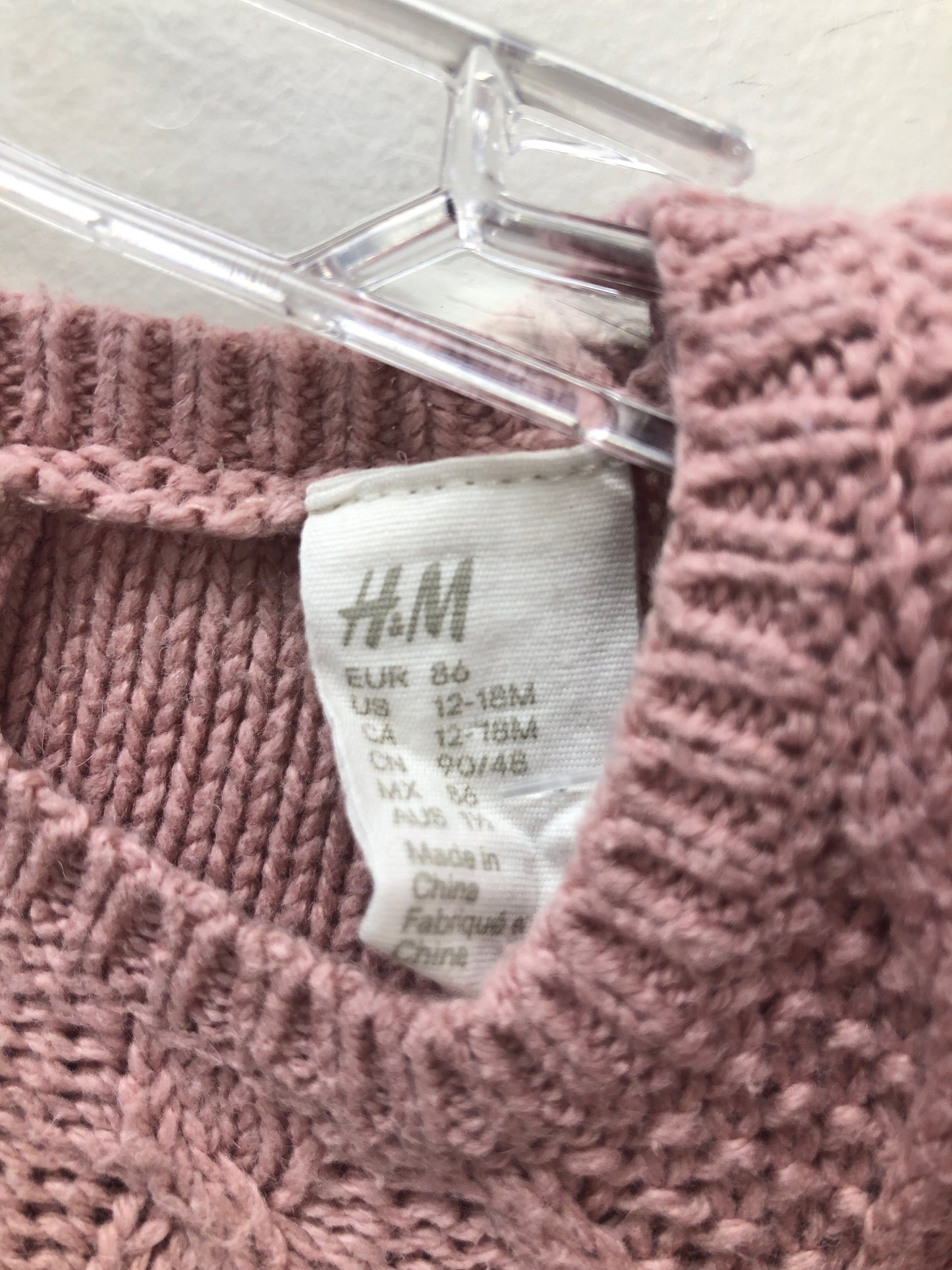 12-18M H & M pink knit Dress