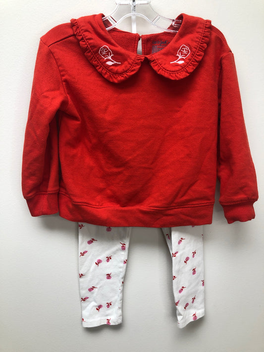 3T Cat & Jack red floral 2 PC Ensembles