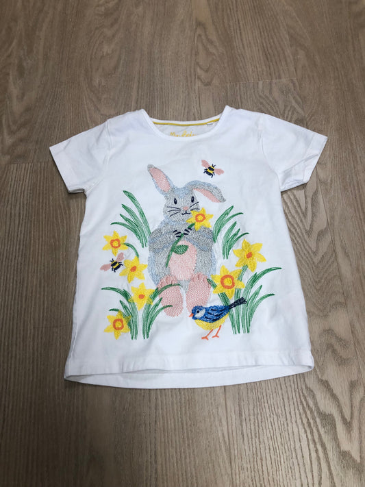 Boden Child Size 7 White Bunny Shirt