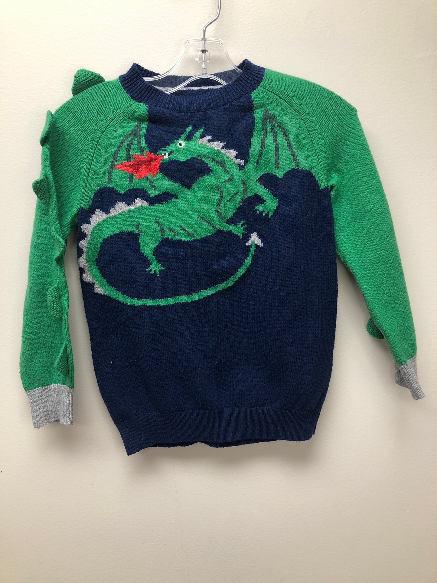 5-6 Mini Boden green dragon Sweater