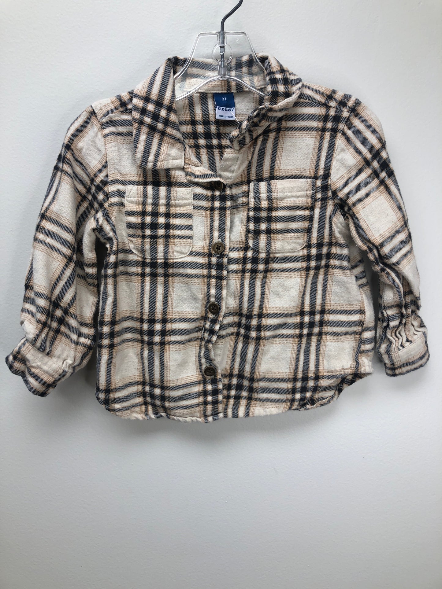 2T Old Navy tan plaid Shirt