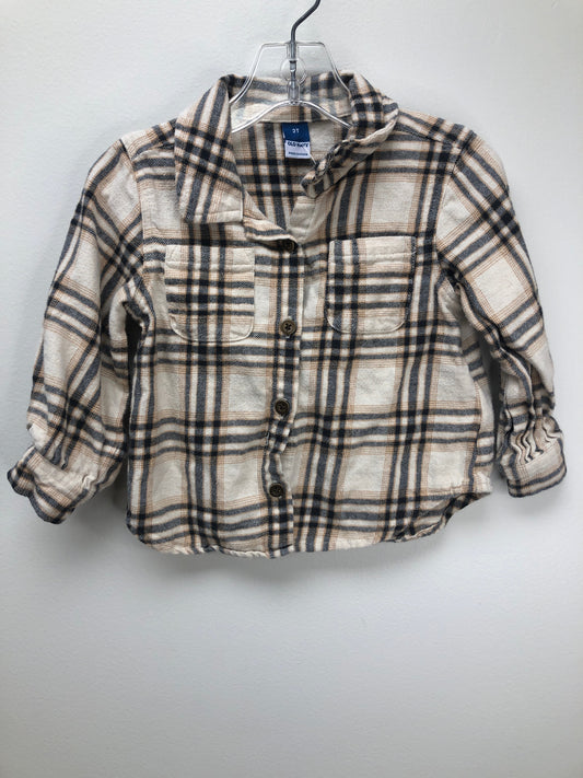 2T Old Navy tan plaid Shirt