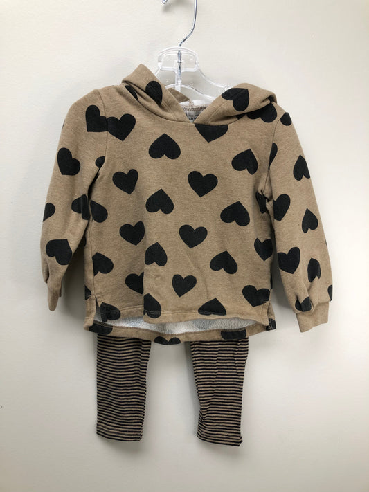 3T Carter's brown hearts 2 PC Ensembles