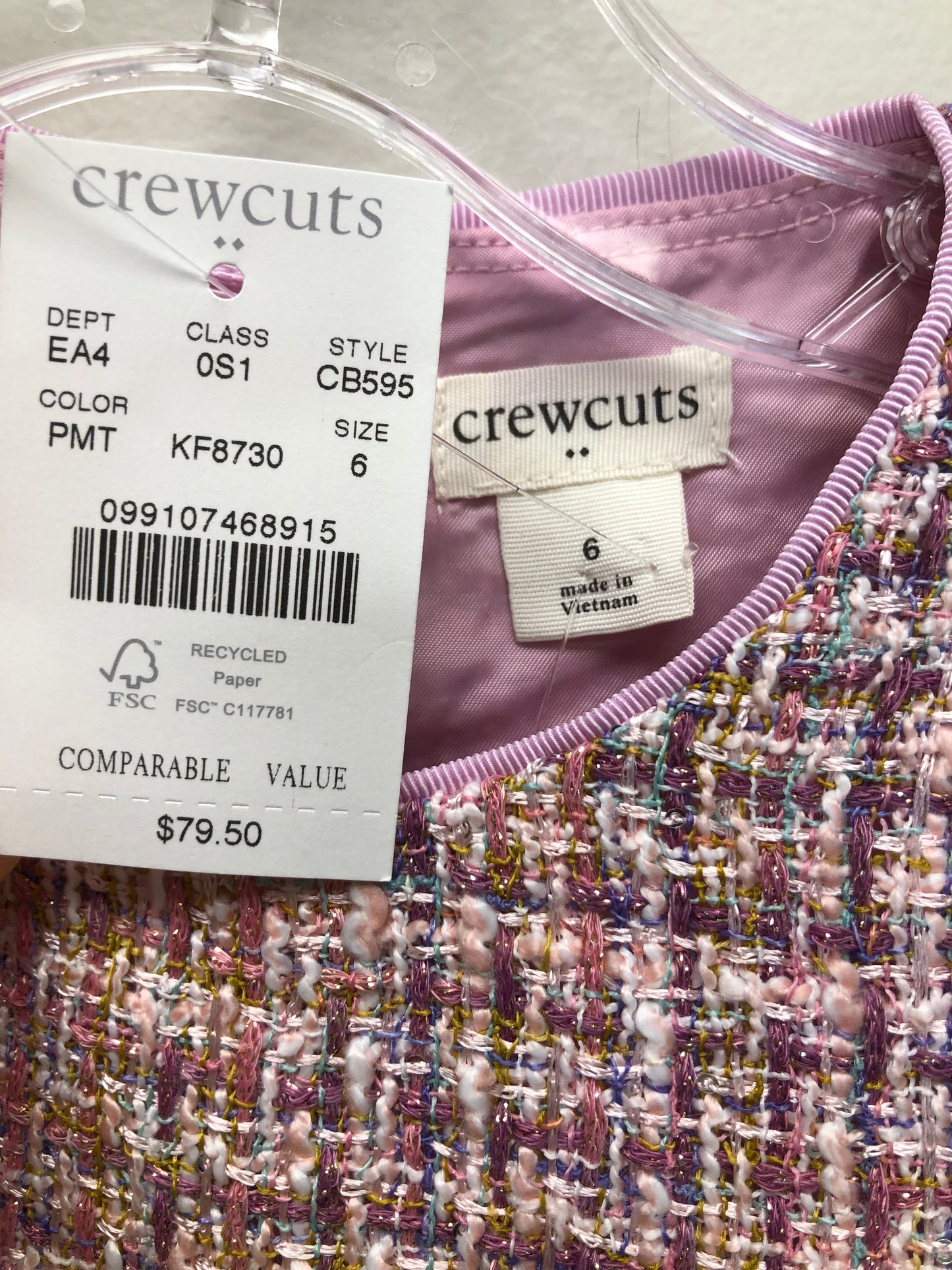 6 NEW Crewcuts pink print Dress