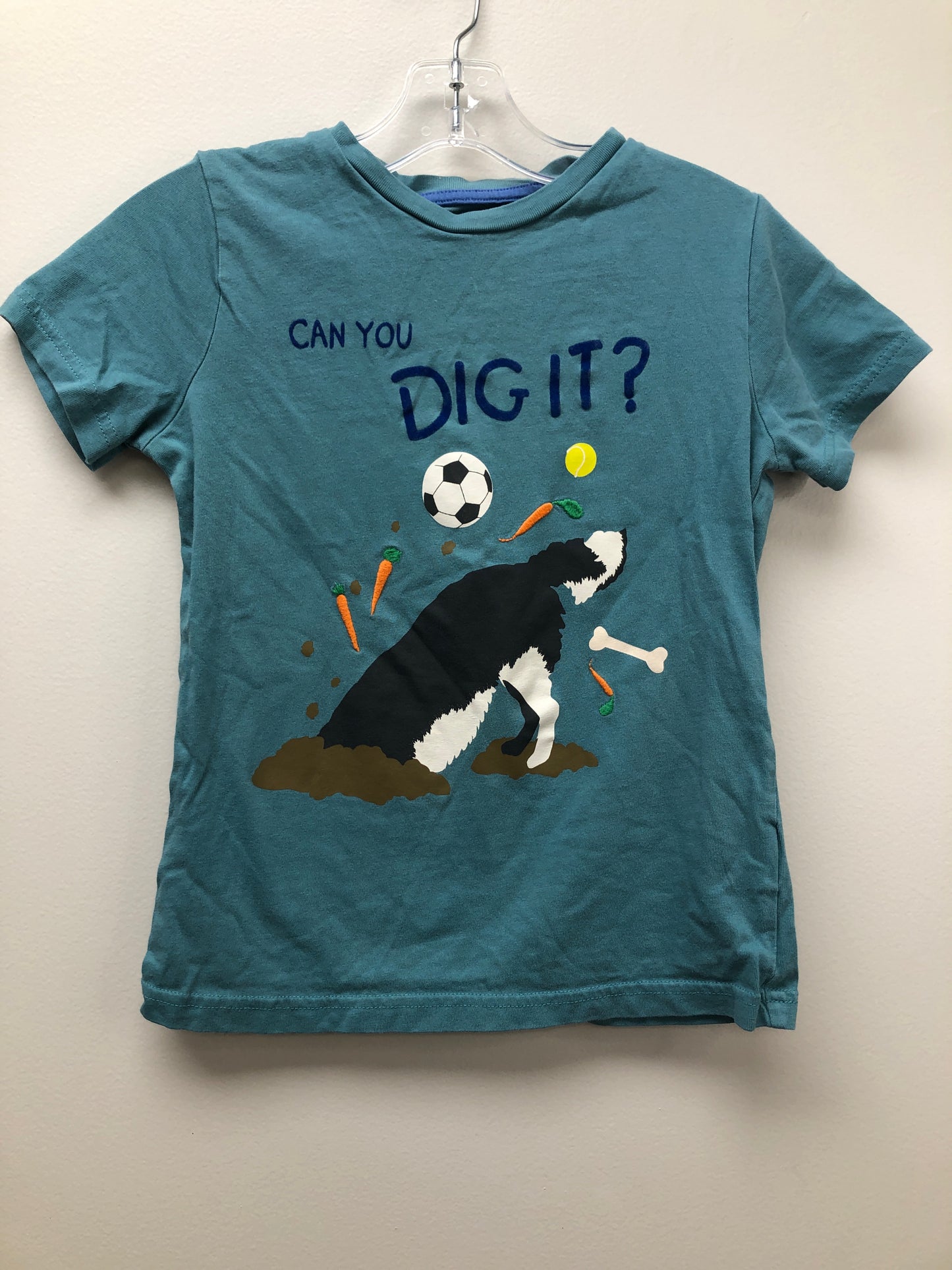 7-8 Mini Boden blue Dog Shirt