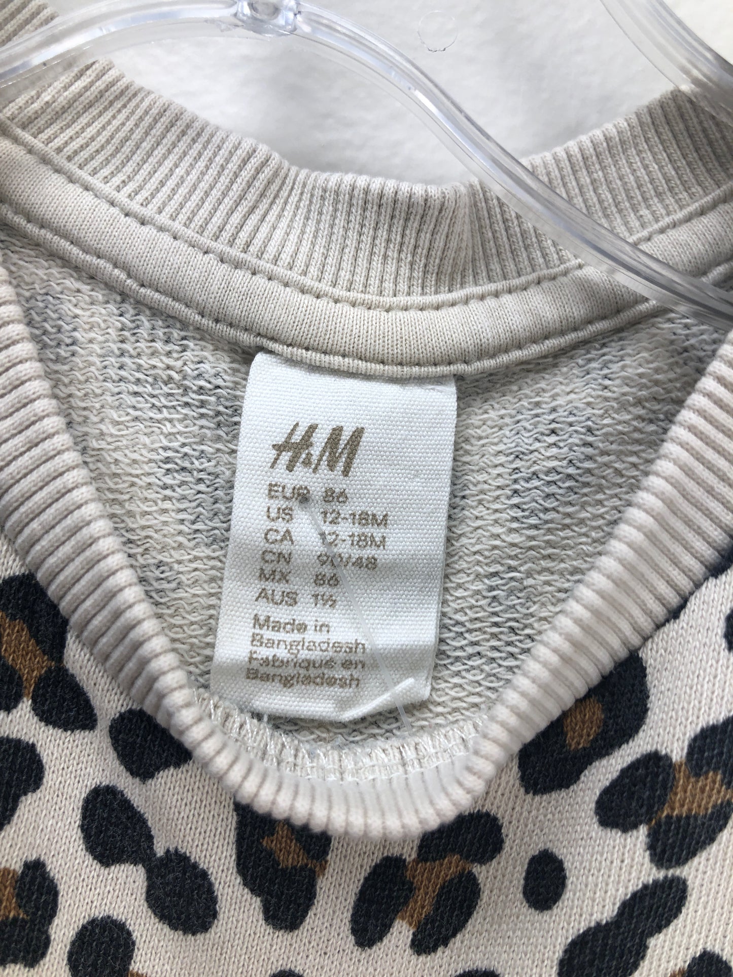 12m H & M tan animal print Sweatshirt