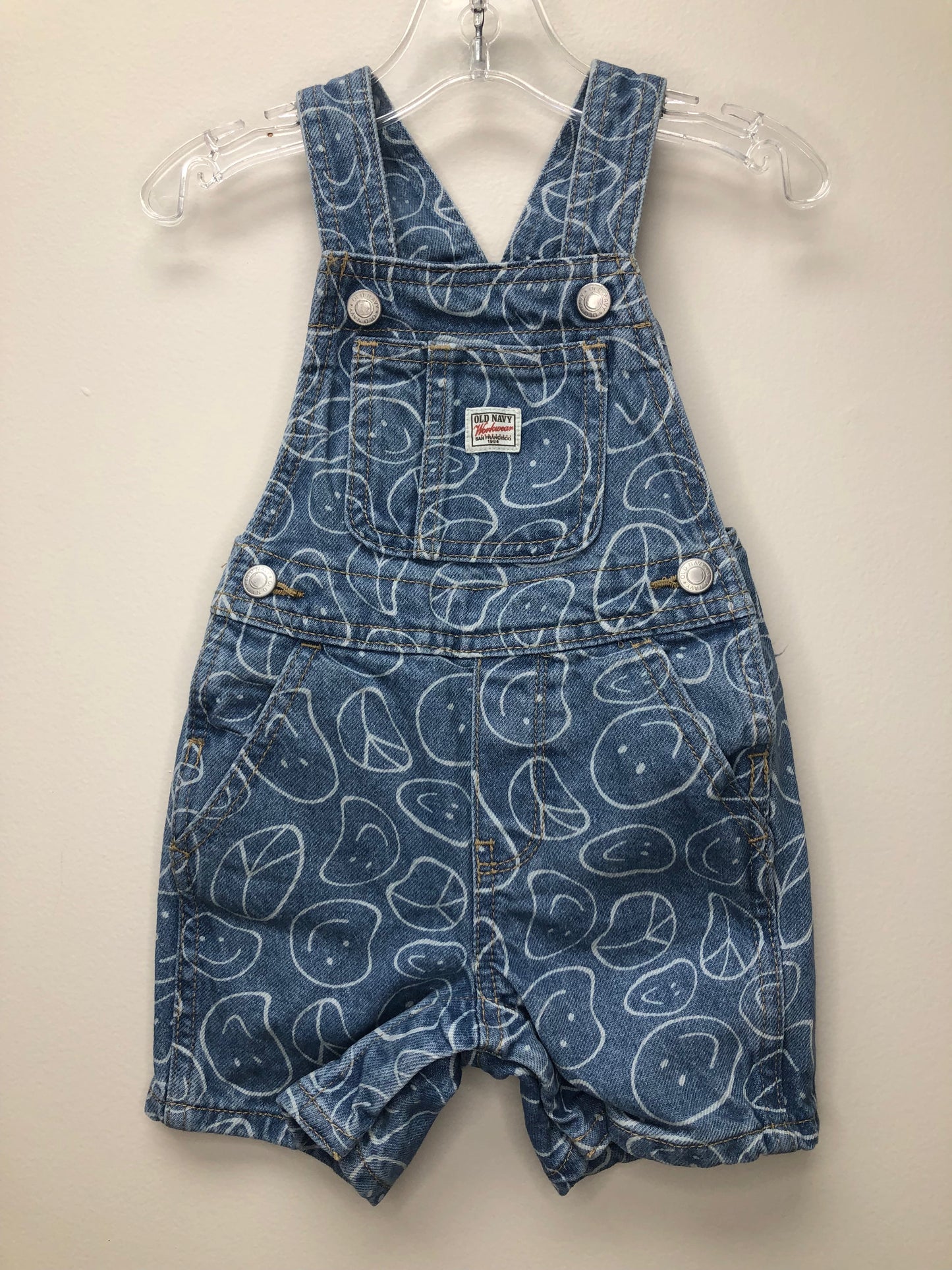 12-18m Old Navy NEW denim smiley Shortall