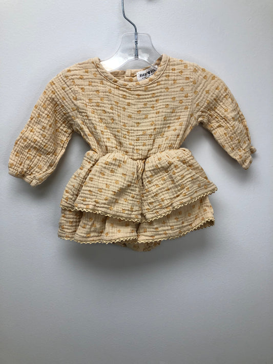 6-9m Rabbit + Bear yellow floral Romper