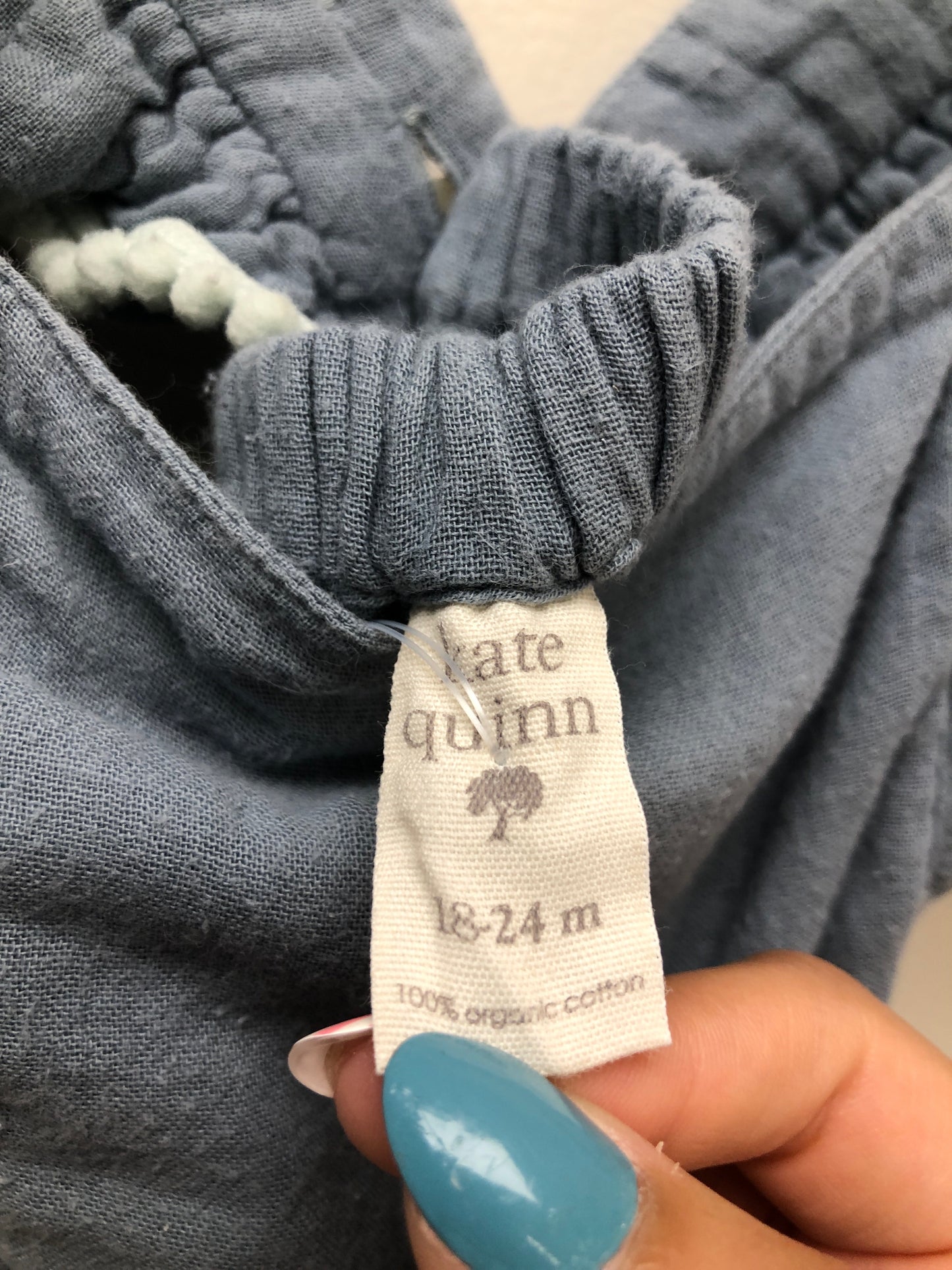 18-24m Kate Quinn blue muslin Romper