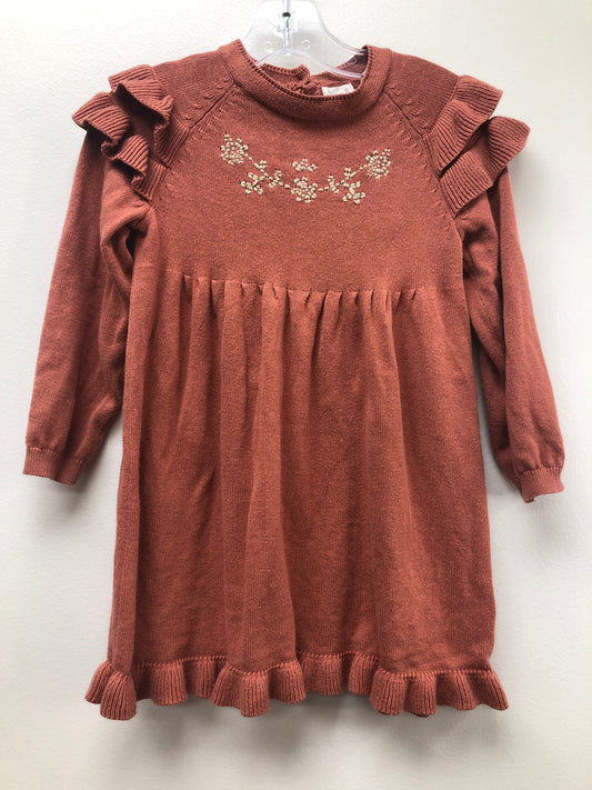 5T Knit embroidered rust Dress