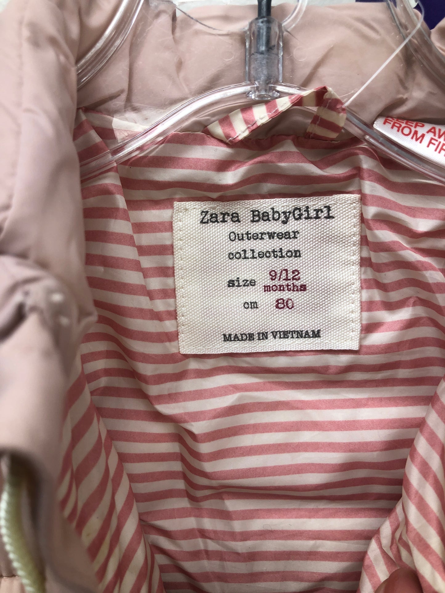 9-12 Months Zara pink puffer Jacket