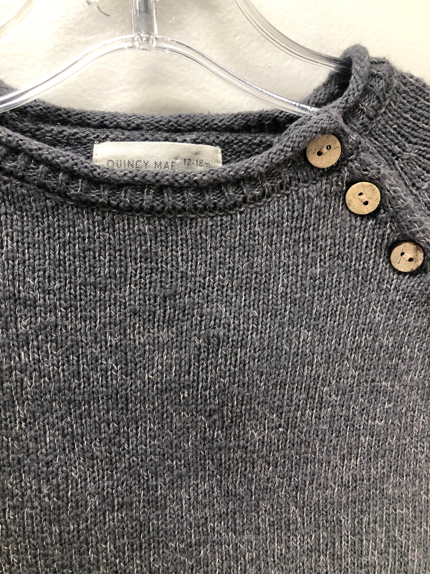 12-18 Months Quincy Mae grey knit Romper