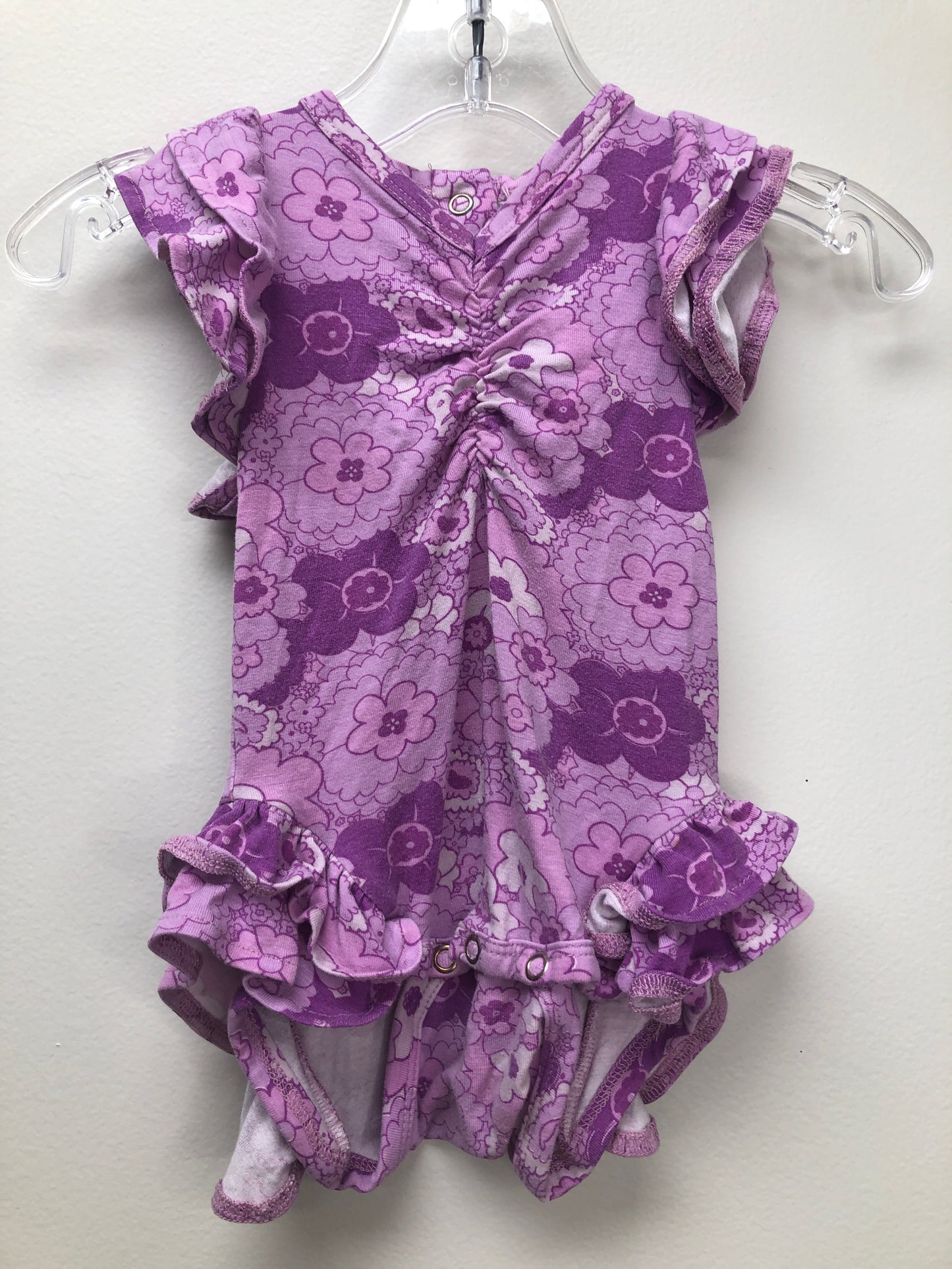 0-3 Months Kate Quinn purple floral Romper