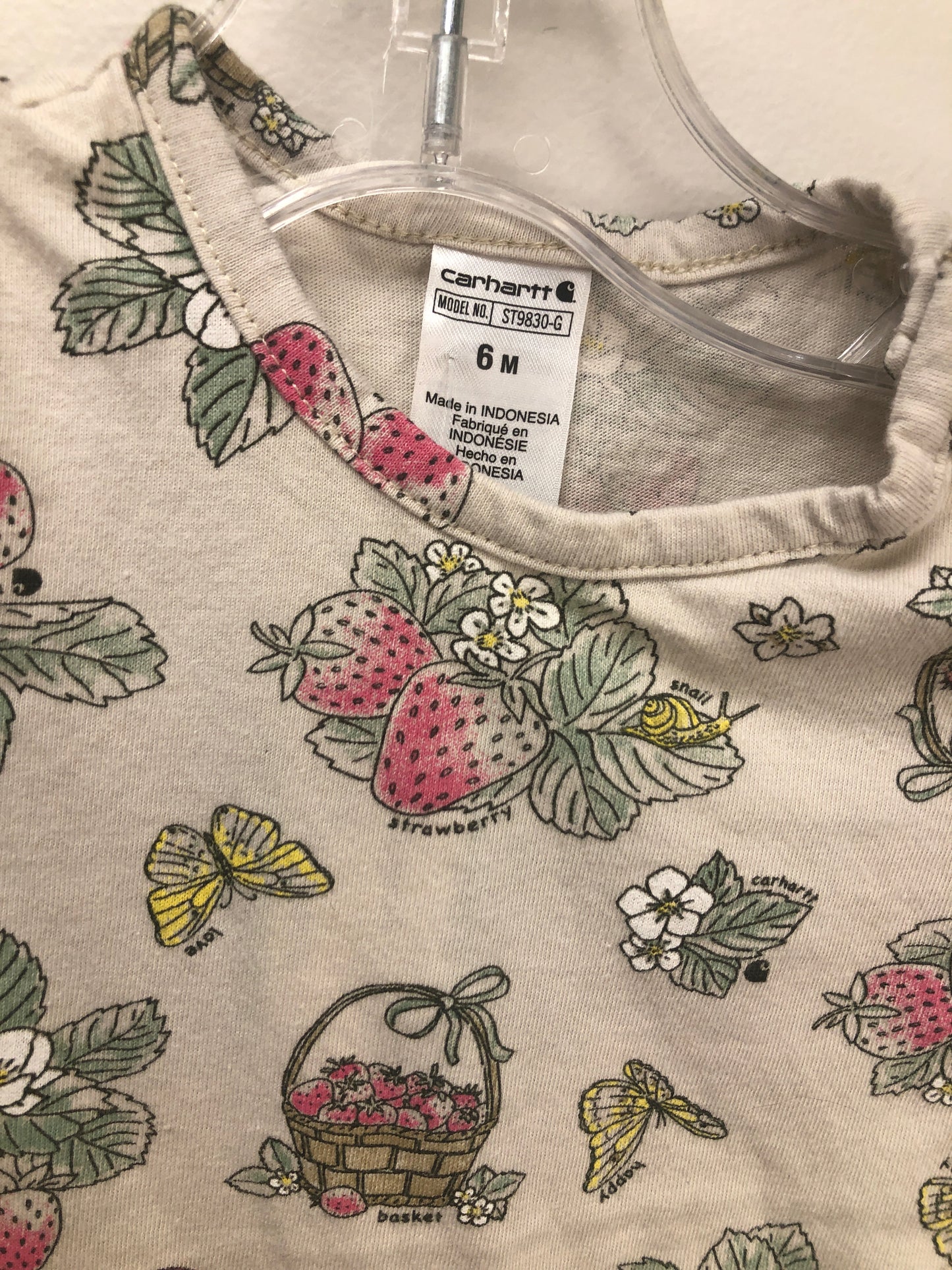 6m Carhartt cream strawberries Onesie