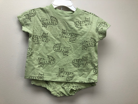 6-9 Months Cat & Jack green tiger 2 PC Ensembles