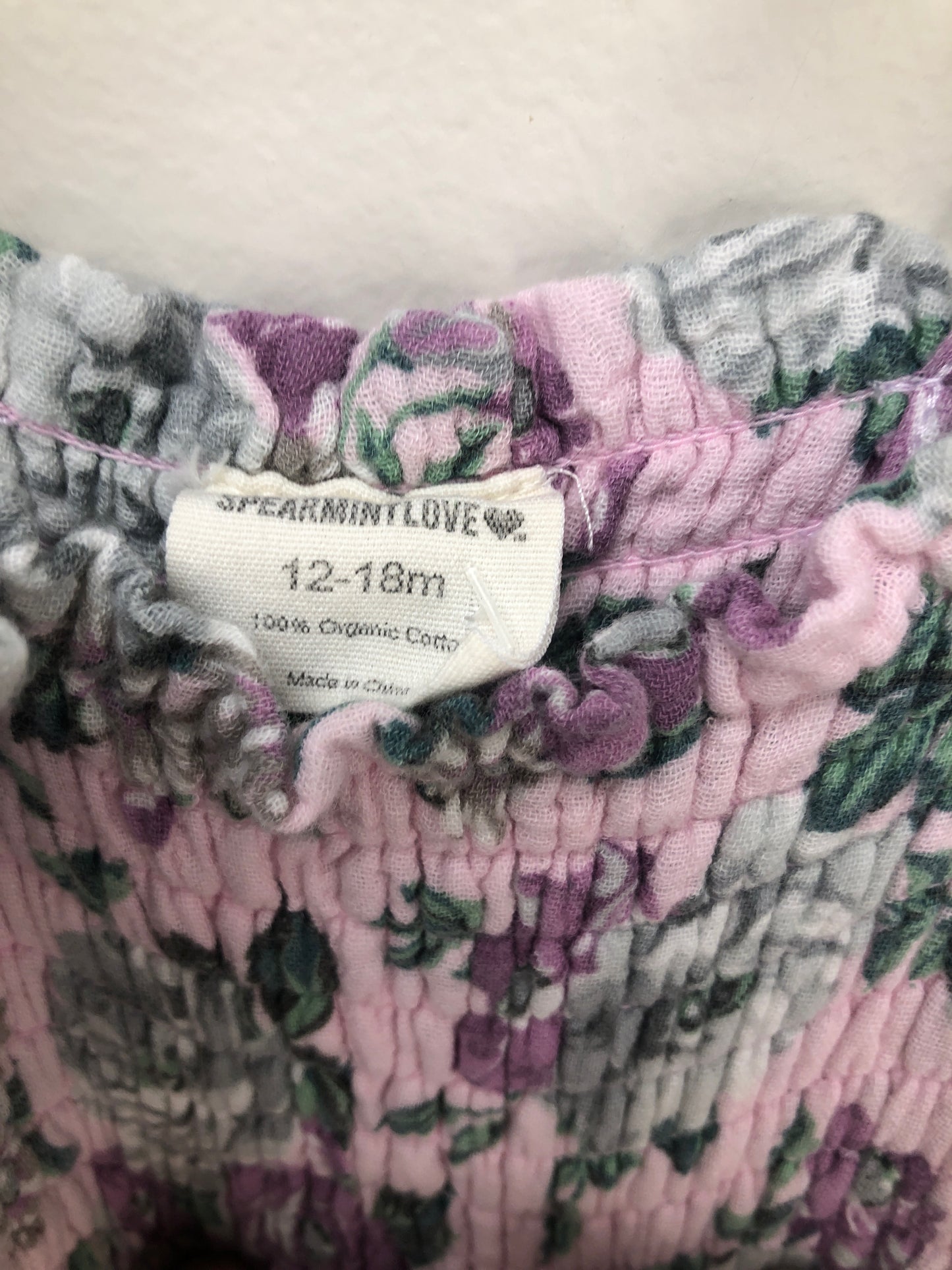 12-18 Months Spearmint Love purple floral Romper