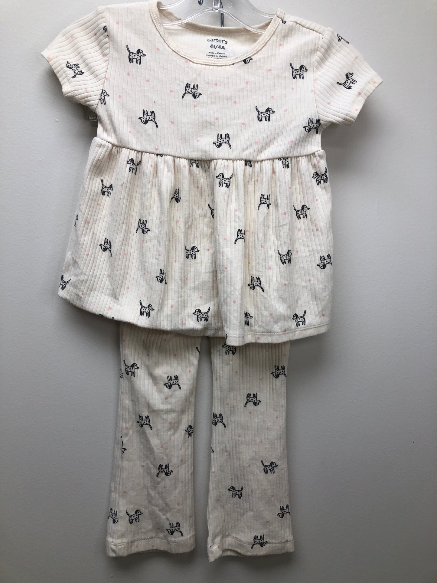 4 Carter's white Dogs 2 PC Ensembles
