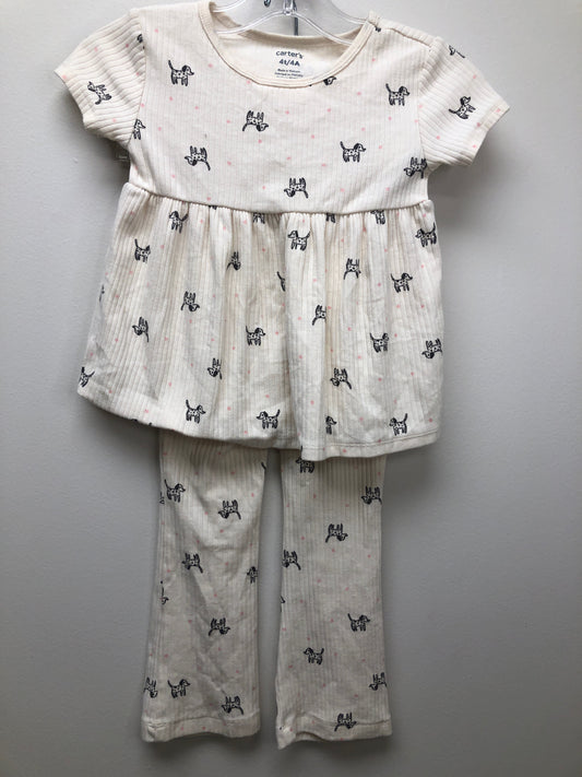 4 Carter's white Dogs 2 PC Ensembles