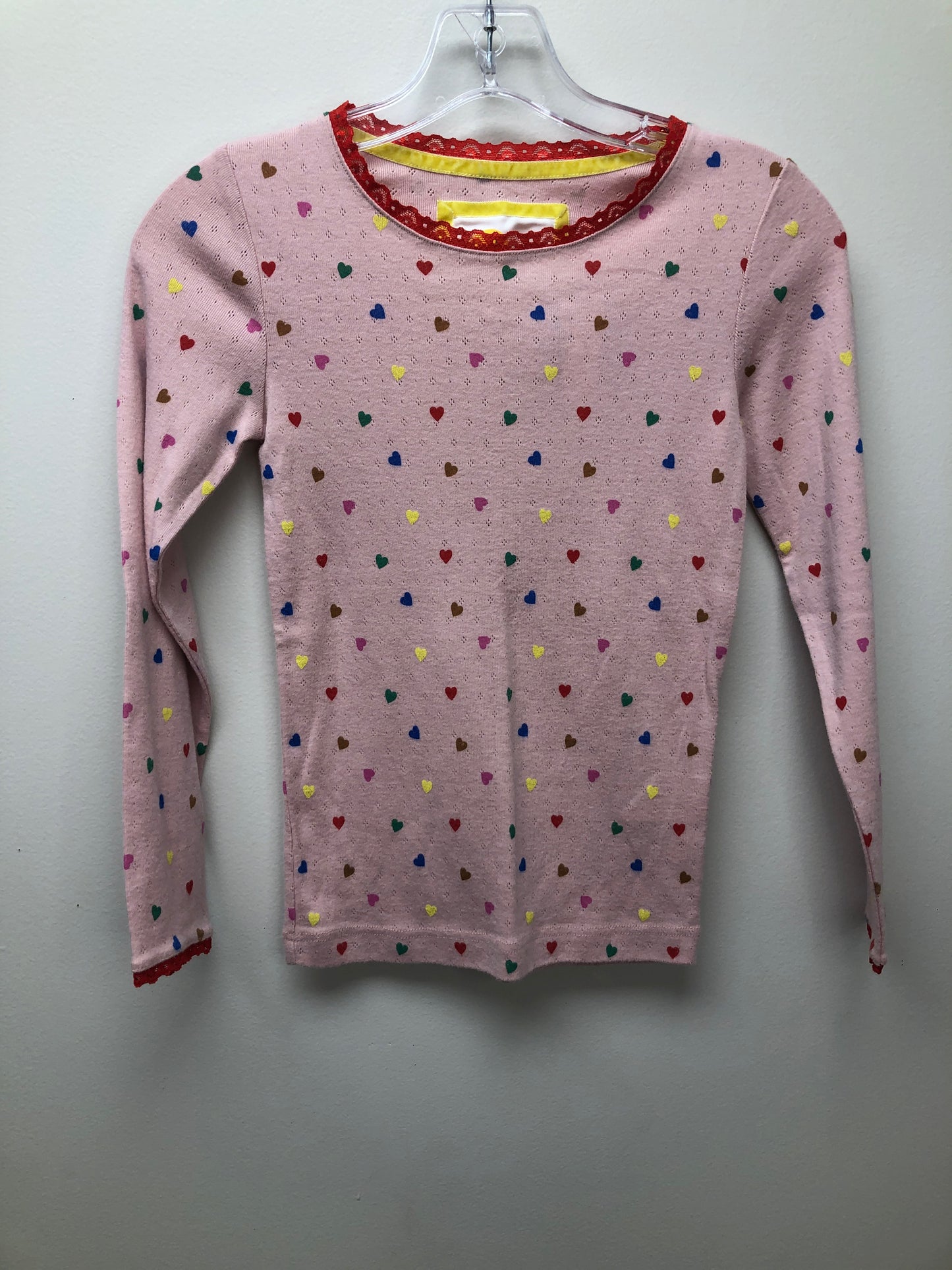 9-10 Boden pointelle pink heart Shirt