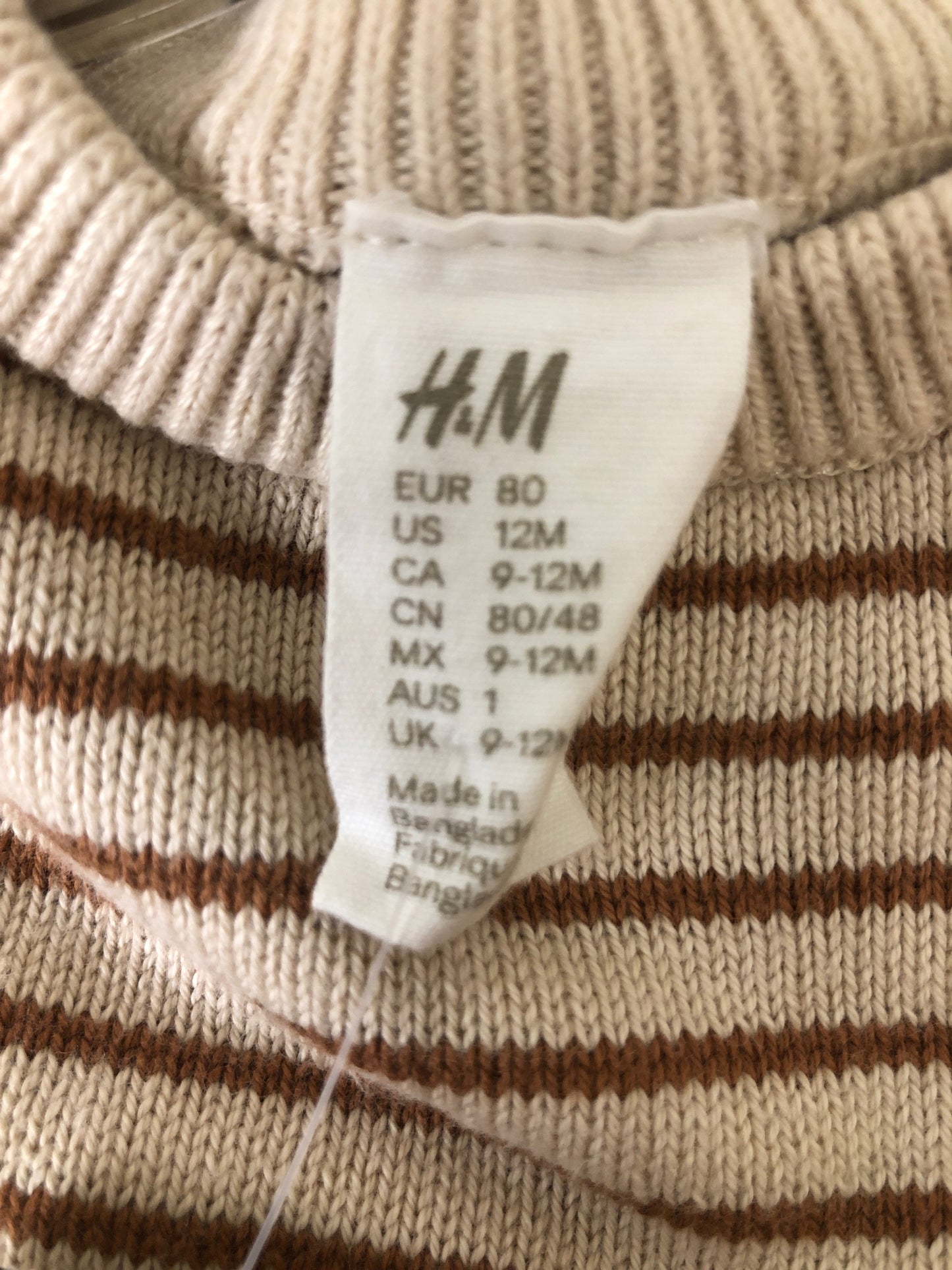 12m H & M cream stripe Sweater