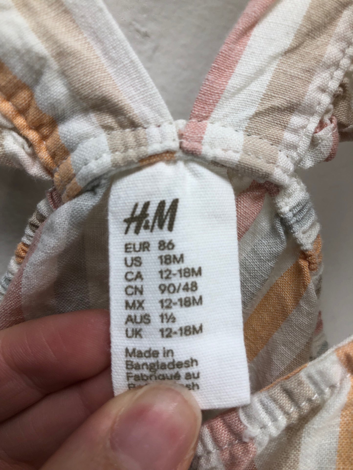 18m H & M pink stripe Dress