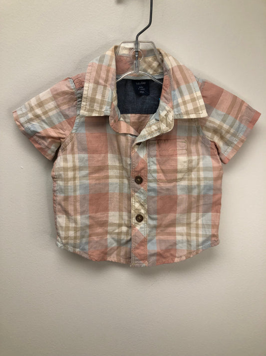 0-3m GAP rust plaid Shirt