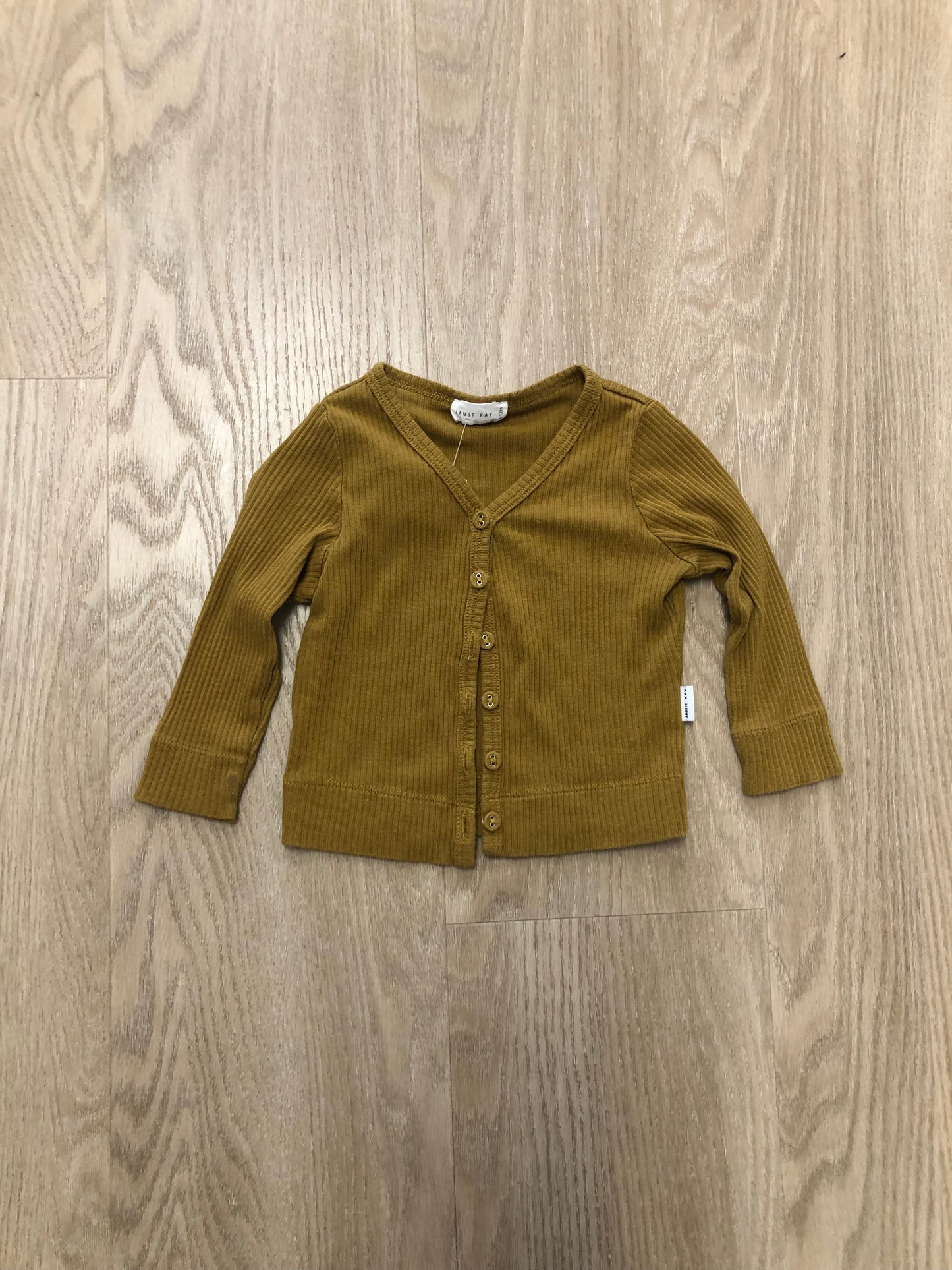 Jamie Kay Child Size 6 Months Chartreuse Ribbed Cardigan