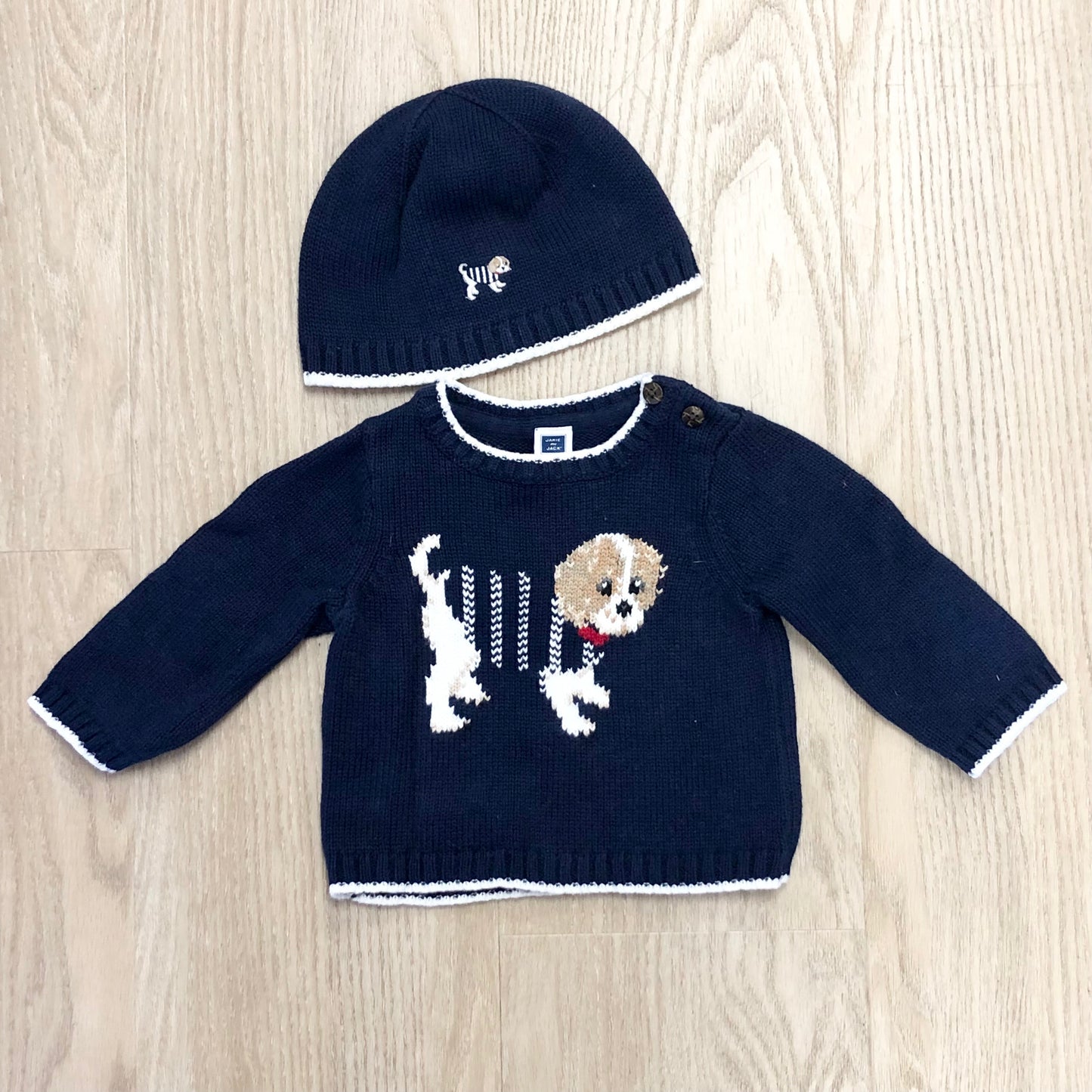 Janie and Jack Child Size 3 Months Navy Dog Sweater