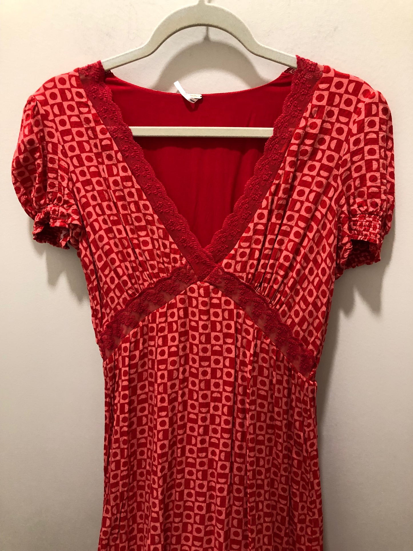 Free People Adult Size Small Red Print Dress