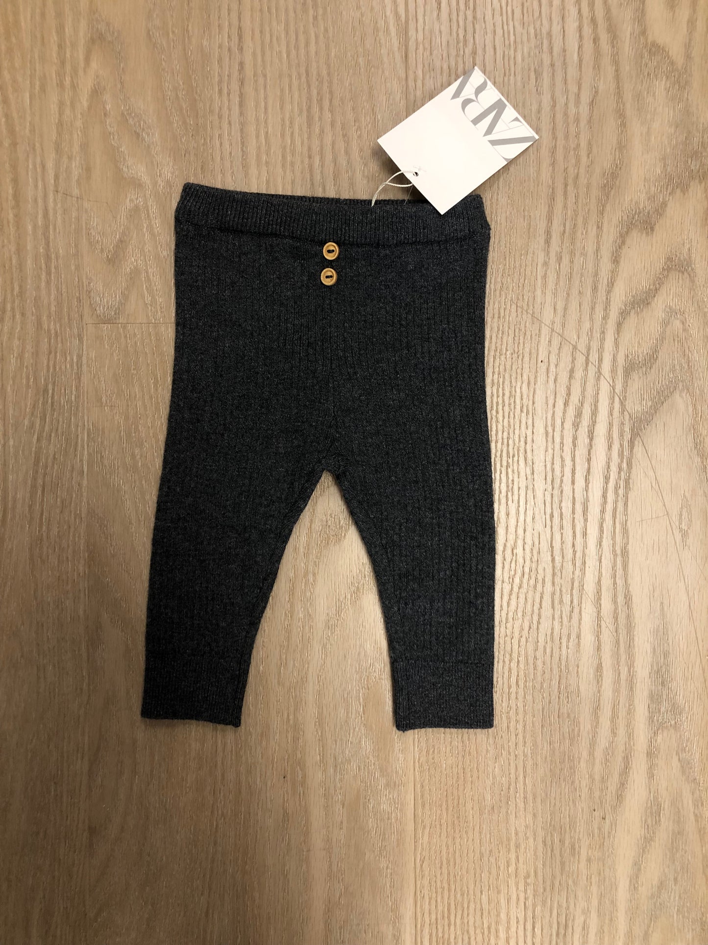 Zara Child Size 3 Months Charcoal Ribbed Pants