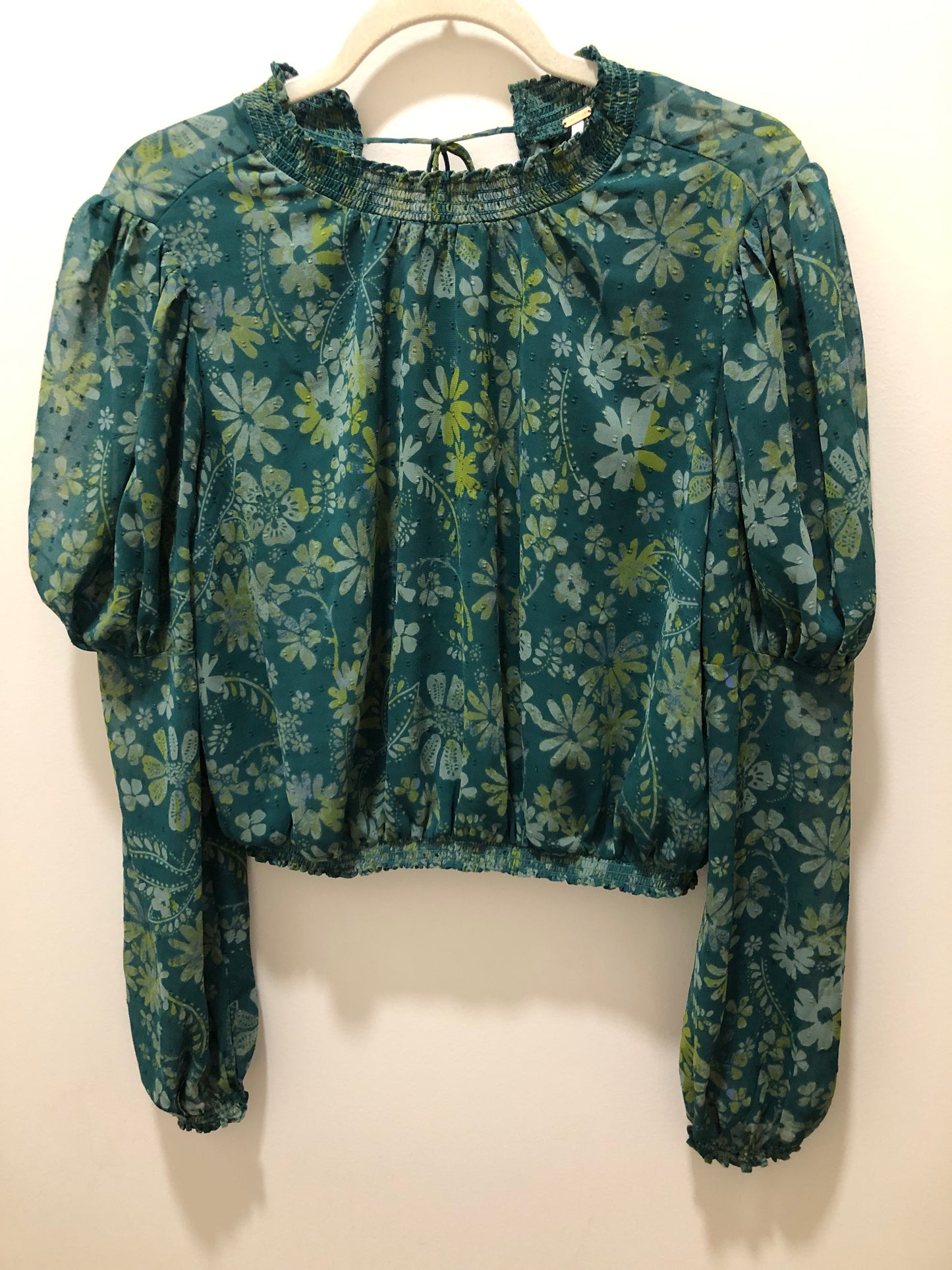 Free People Adult Size xs Green Floral Shirt